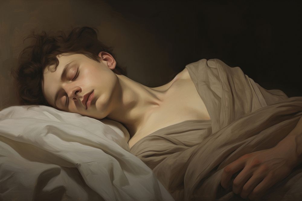 Illustration of man sleep painting sleeping portrait.