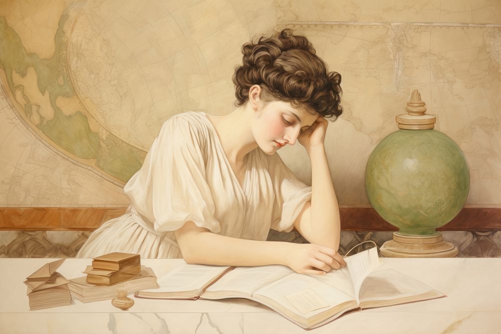Illustration of study painting art reading.