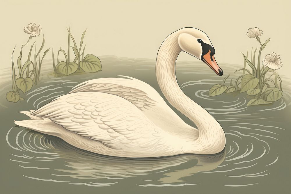 Illustration of swan animal bird waterfowl.