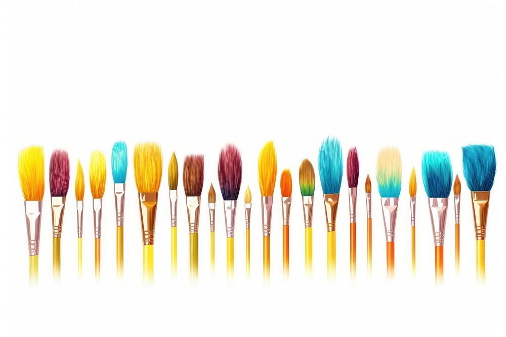 Paint brushes tool line white background.