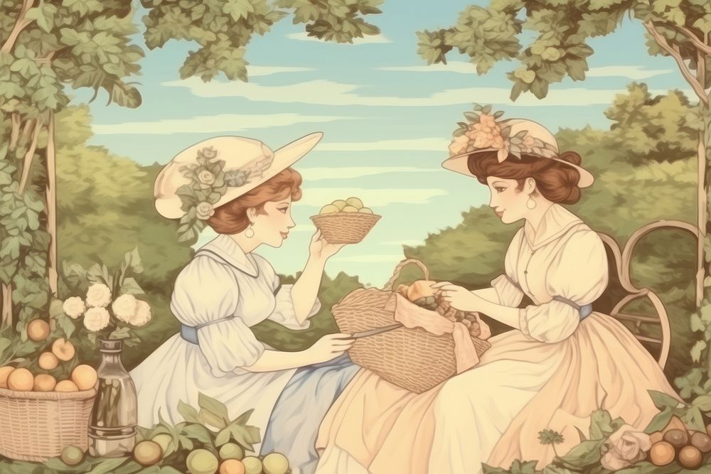 Illustration of picnic art painting drawing.