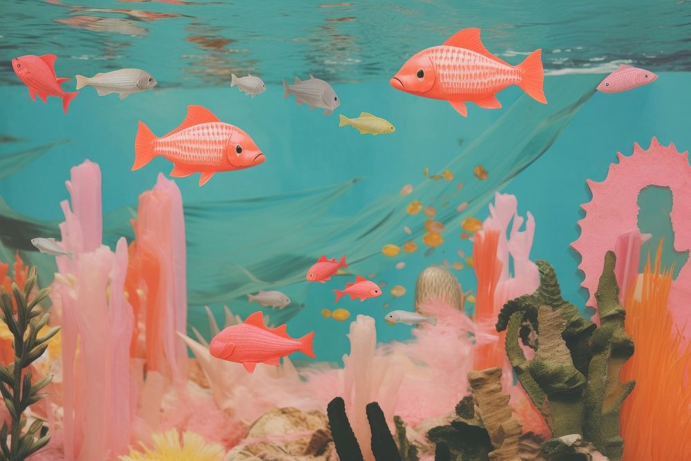 Underwater craft collage aquarium outdoors animal.