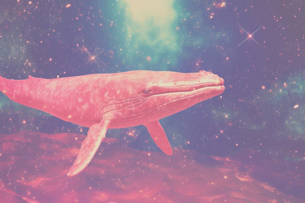Whale with galaxy craft collage animal space fish.