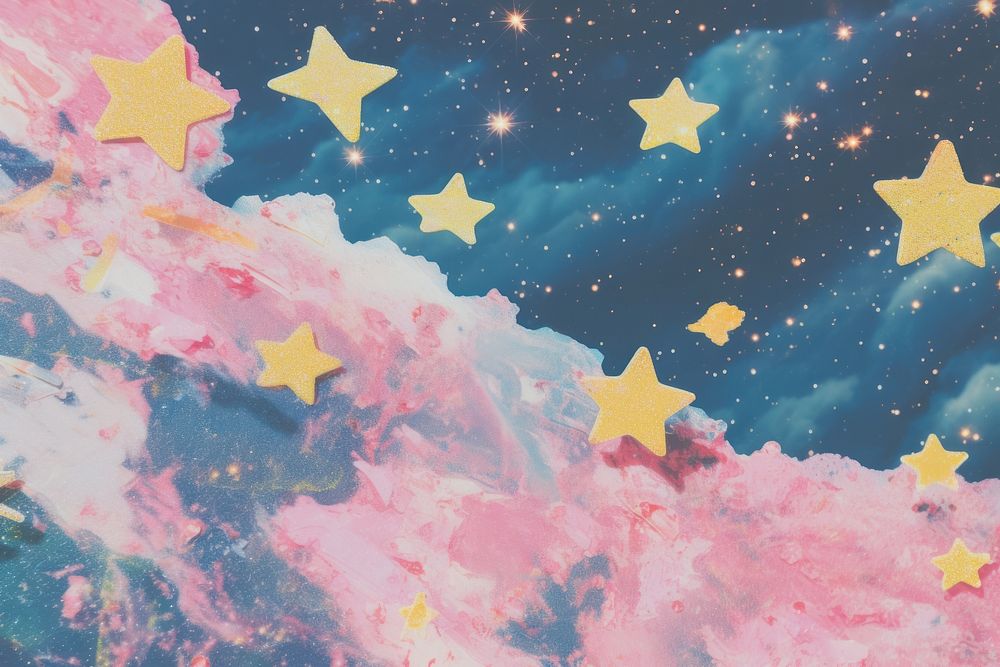 Starry sky craft collage backgrounds outdoors space.