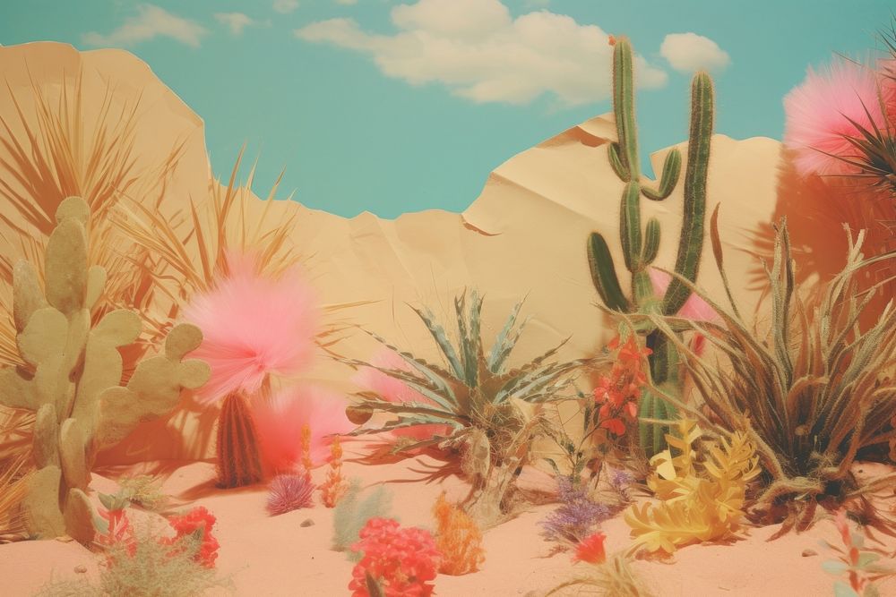 Desert craft collage outdoors nature cactus.