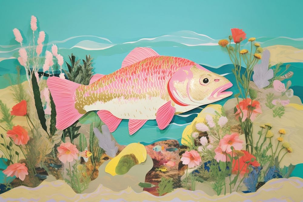 Fish craft collage art painting animal.