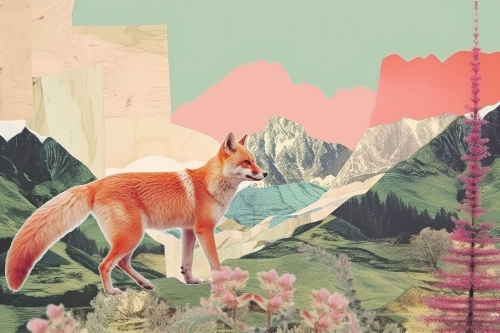 Fox craft collage wildlife animal mammal.