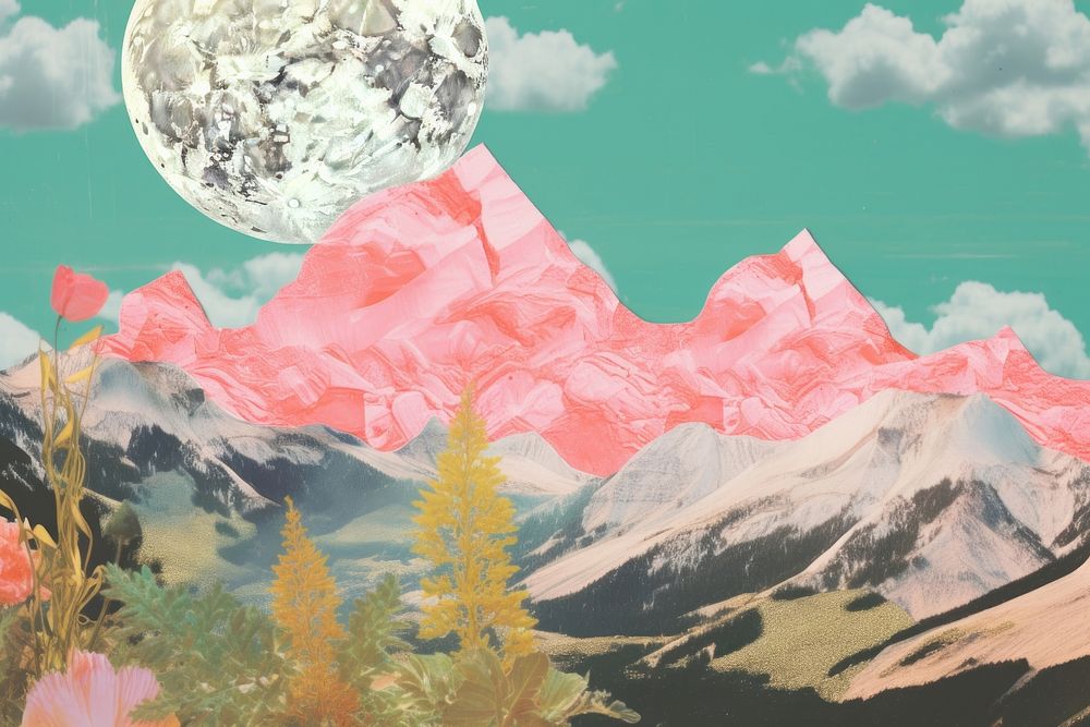 Moutain craft collage landscape mountain outdoors.