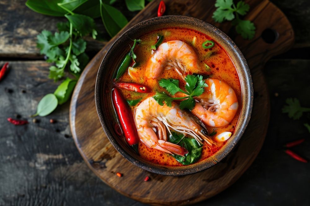 Tom yum goong food seafood soup. AI generated Image by rawpixel.