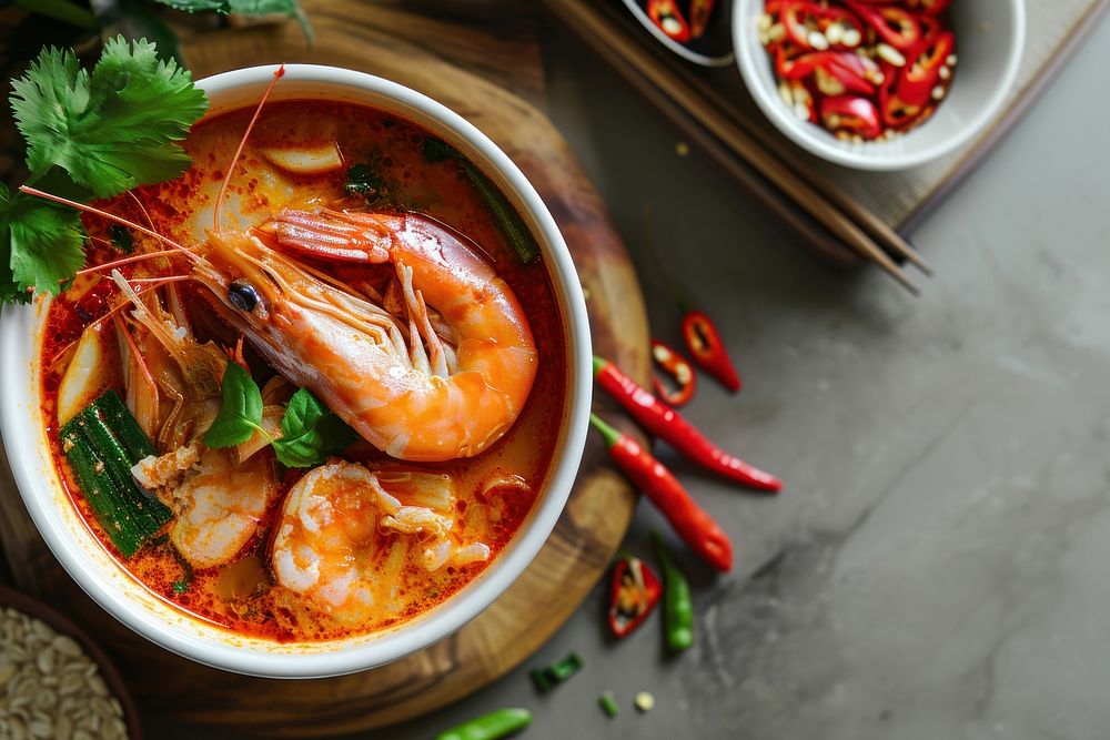 Tom yum goong food meal soup. AI generated Image by rawpixel.