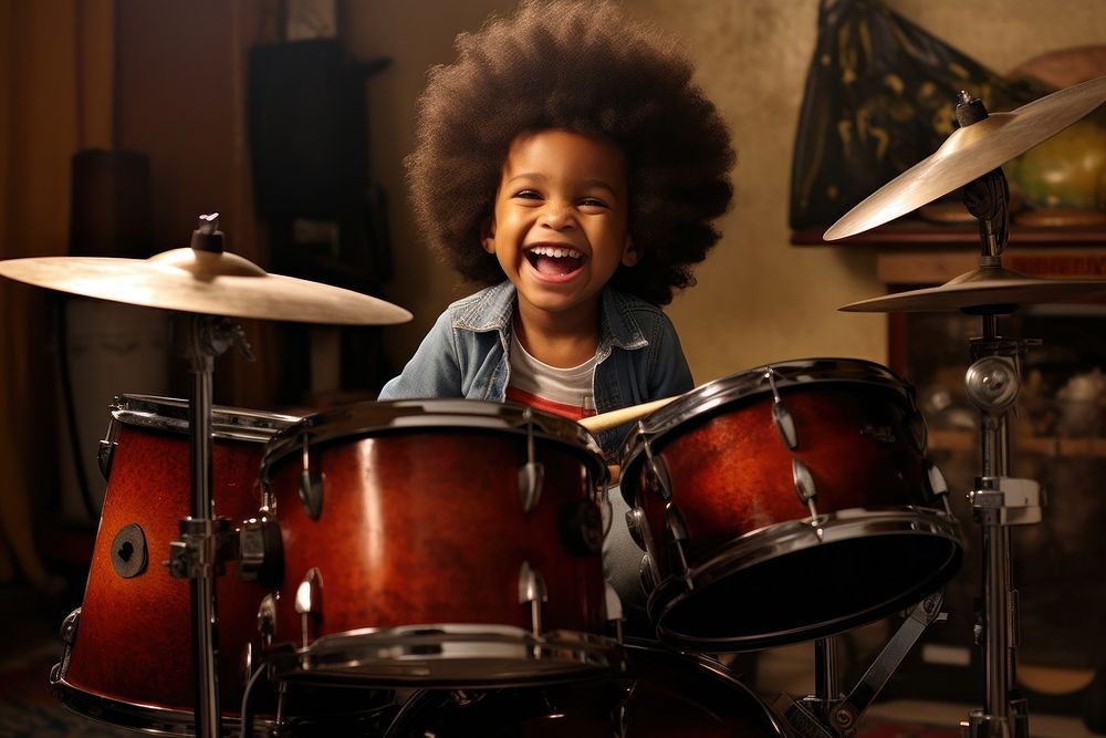 African American kid drums percussion musician.