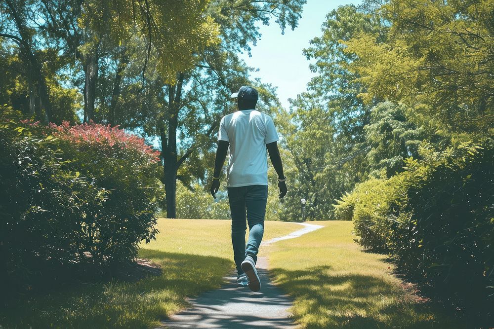 African American walking standing jogging.