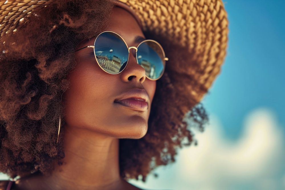 African American sunglasses portrait summer.