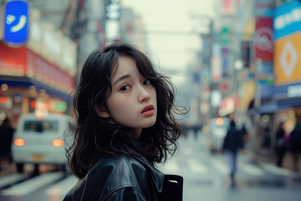 Japan teenage portrait street photo.