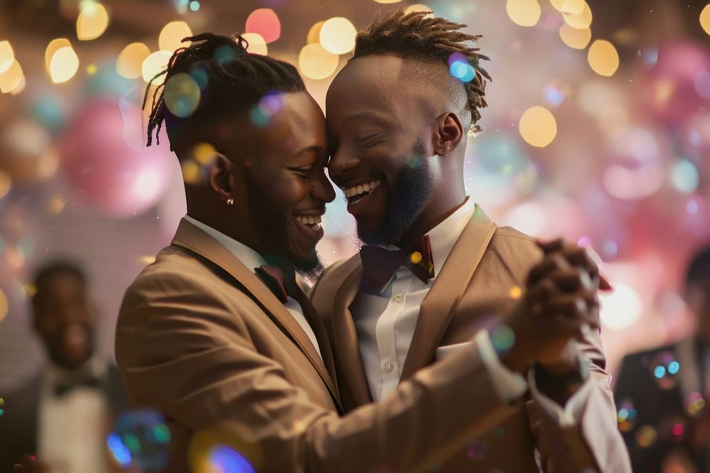 Black gay couple Dancing Wedding Celebration wedding celebration dancing.