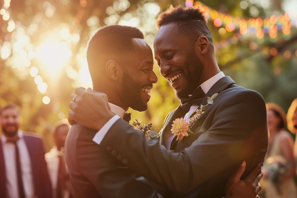 Black gay couple Dancing Wedding Celebration wedding celebration adult.