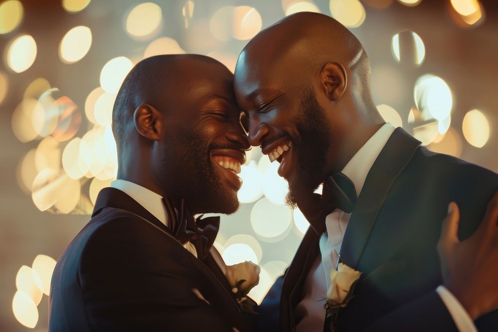Happy with black gay couple Dancing Wedding Celebration wedding celebration portrait.