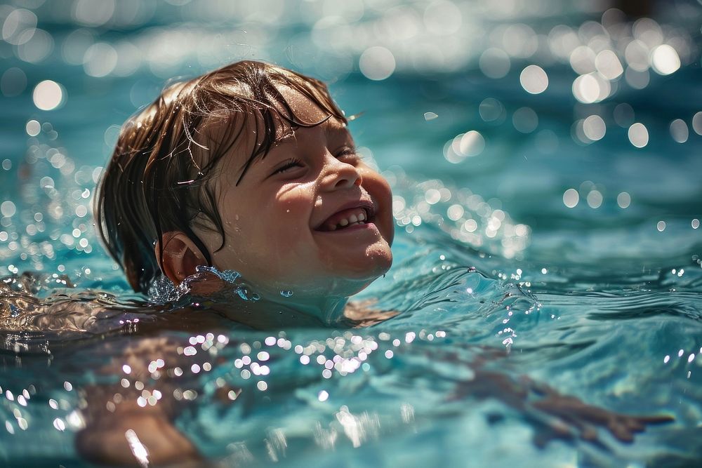 Kid swimming recreation sports happy. AI generated Image by rawpixel.