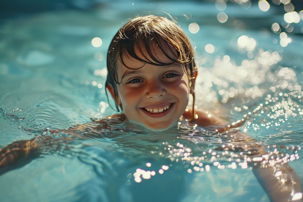 Kid swimming recreation portrait outdoors. AI generated Image by rawpixel.