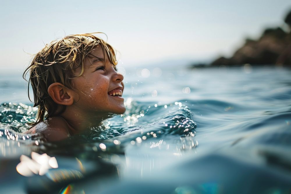 Kid swimming recreation sports underwater. AI generated Image by rawpixel.