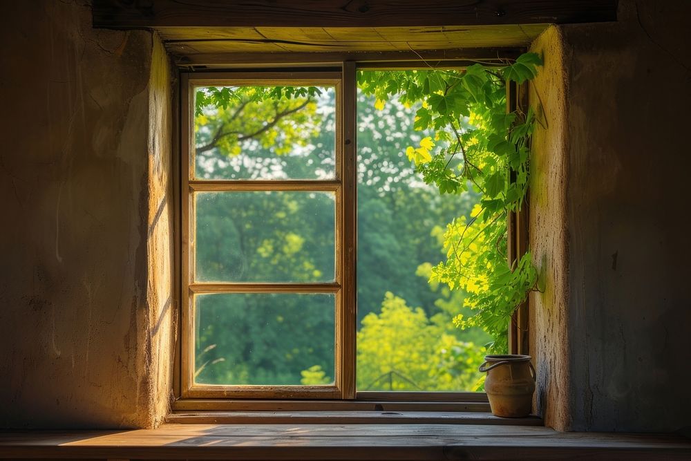 Window see nature windowsill architecture transparent.