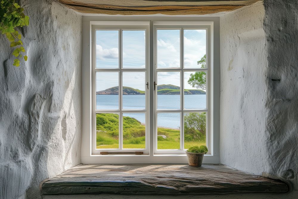 Window see island windowsill cottage plant.