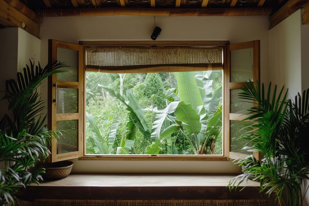 Window see jungle windowsill cottage plant.