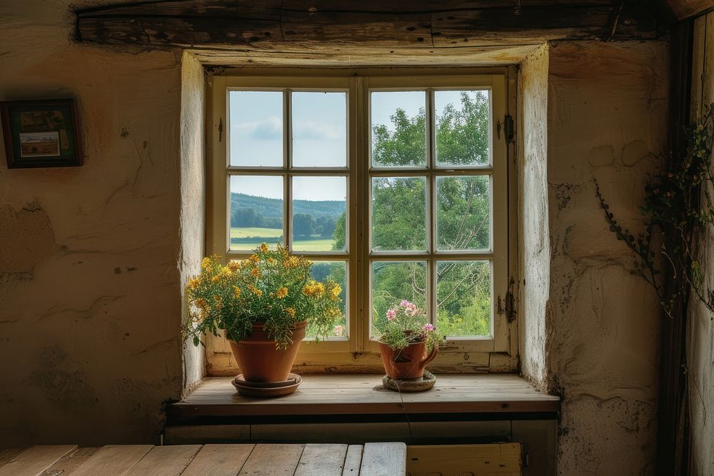 Window see landscapes windowsill cottage | Premium Photo - rawpixel
