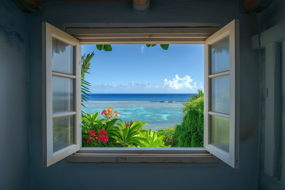 Window see ocean outdoors nature room.