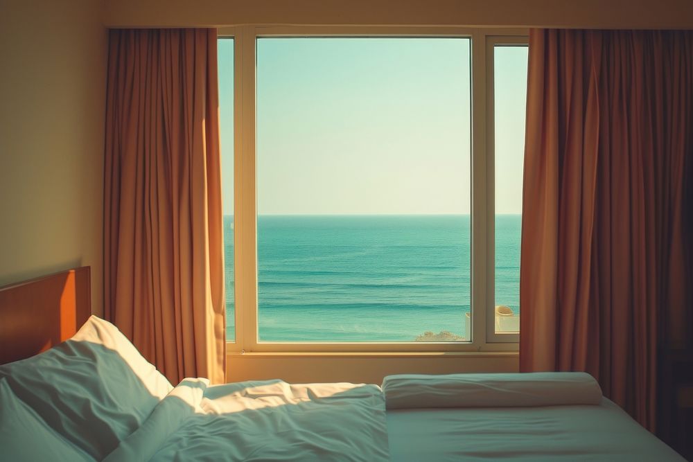Stunning sea landscape window furniture hotel.