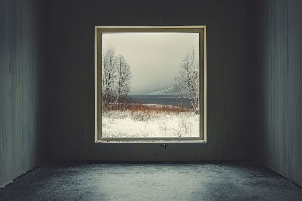 Window see winter landscape nature house snow.