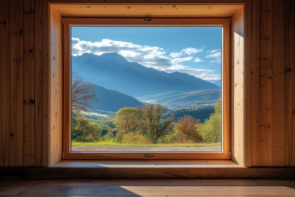 Window see mountain outdoors nature house.