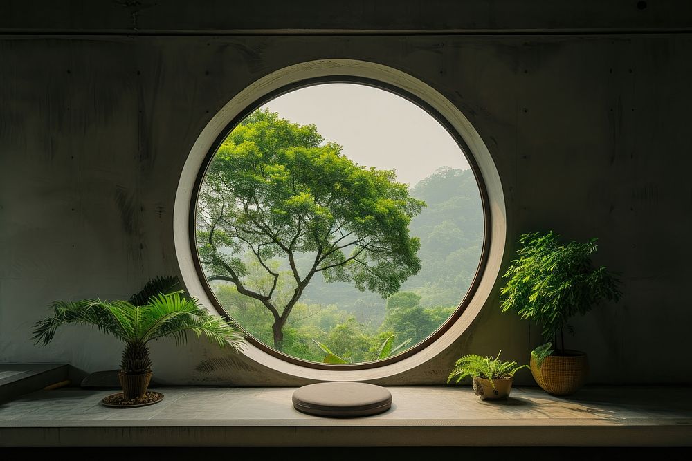 Window see nature plant tree architecture.