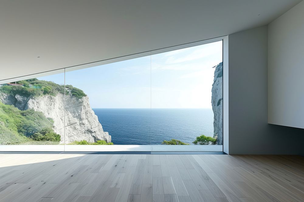Window see sea cliffs outdoors horizon nature.