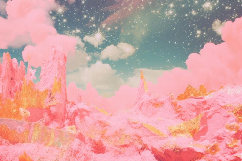 Pink galaxy craft collage backgrounds outdoors nature.