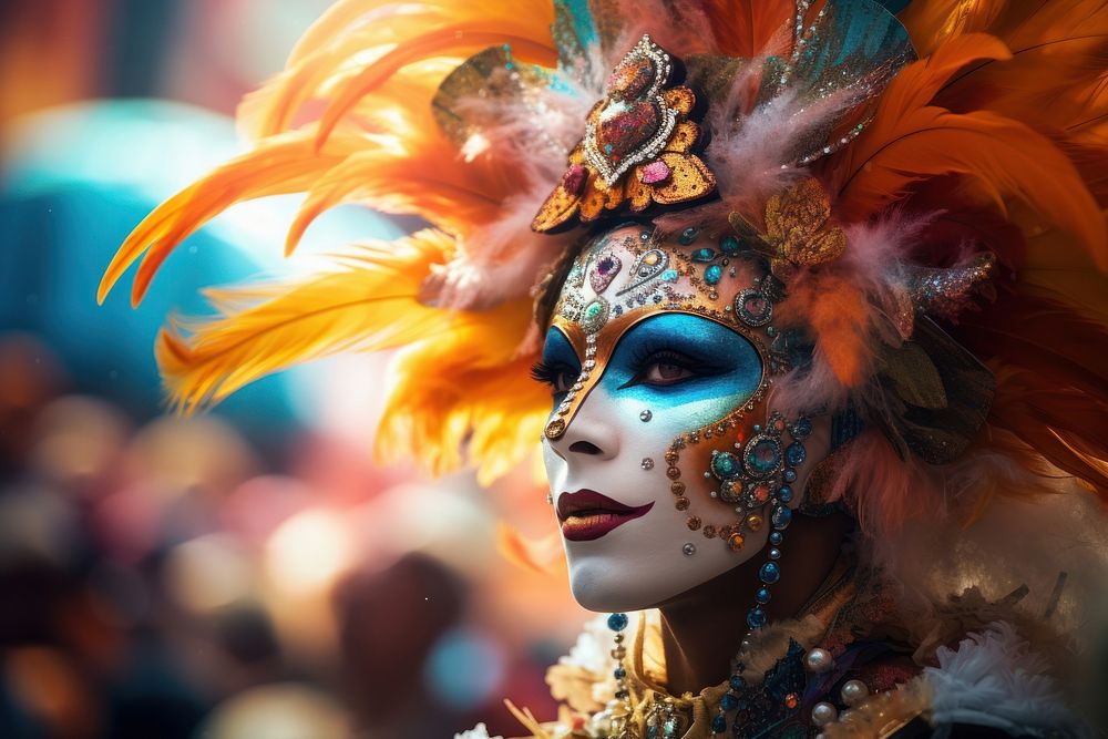 Carnival celebration adult performance headdress. AI generated Image by rawpixel.