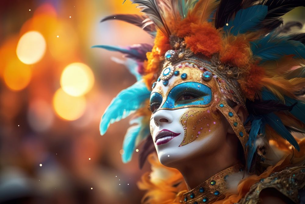 Carnival celebration representation performance headdress. AI generated Image by rawpixel.