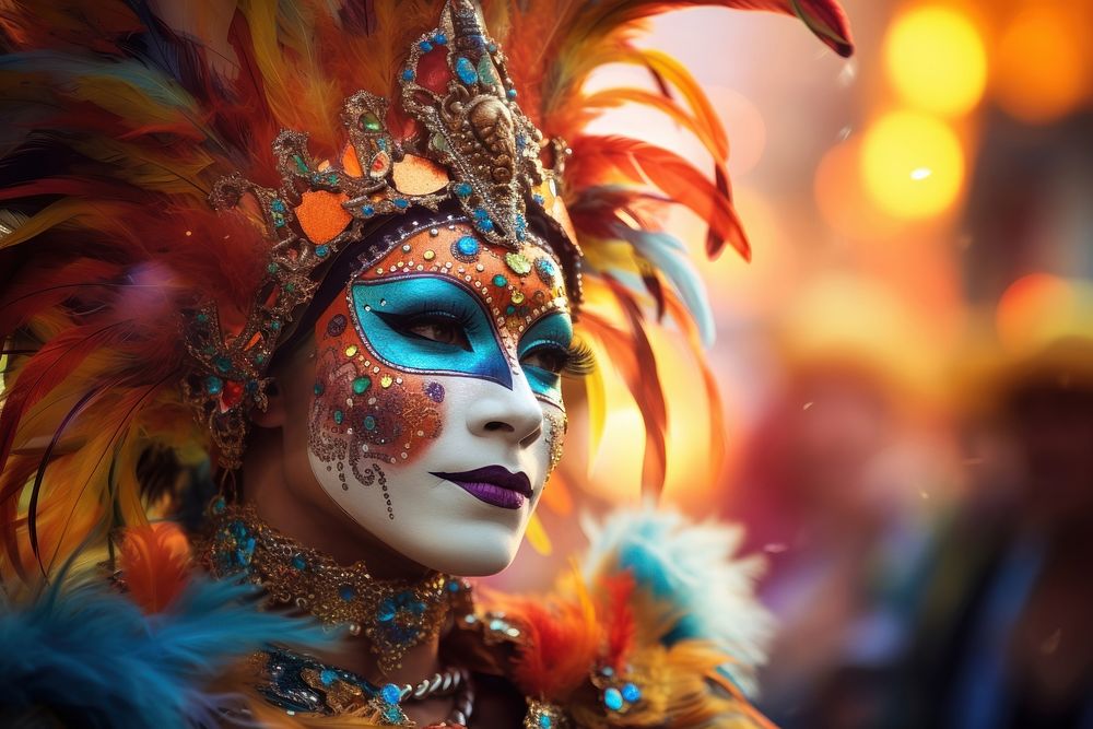 Carnival celebration representation performance headdress. AI generated Image by rawpixel.