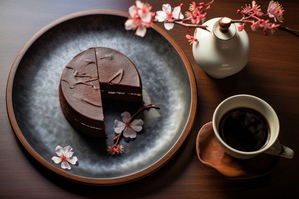 Chocolate cake dessert plate food. AI generated Image by rawpixel.