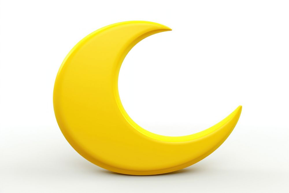 Yellow crescent moon night white background tranquility.