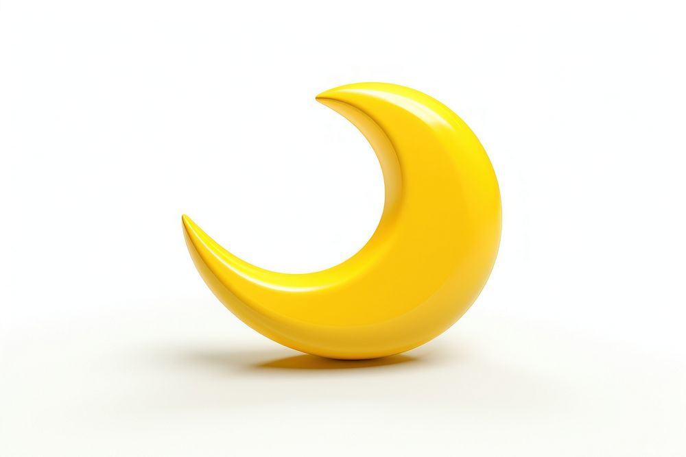 Yellow crescent moon banana white background electronics.