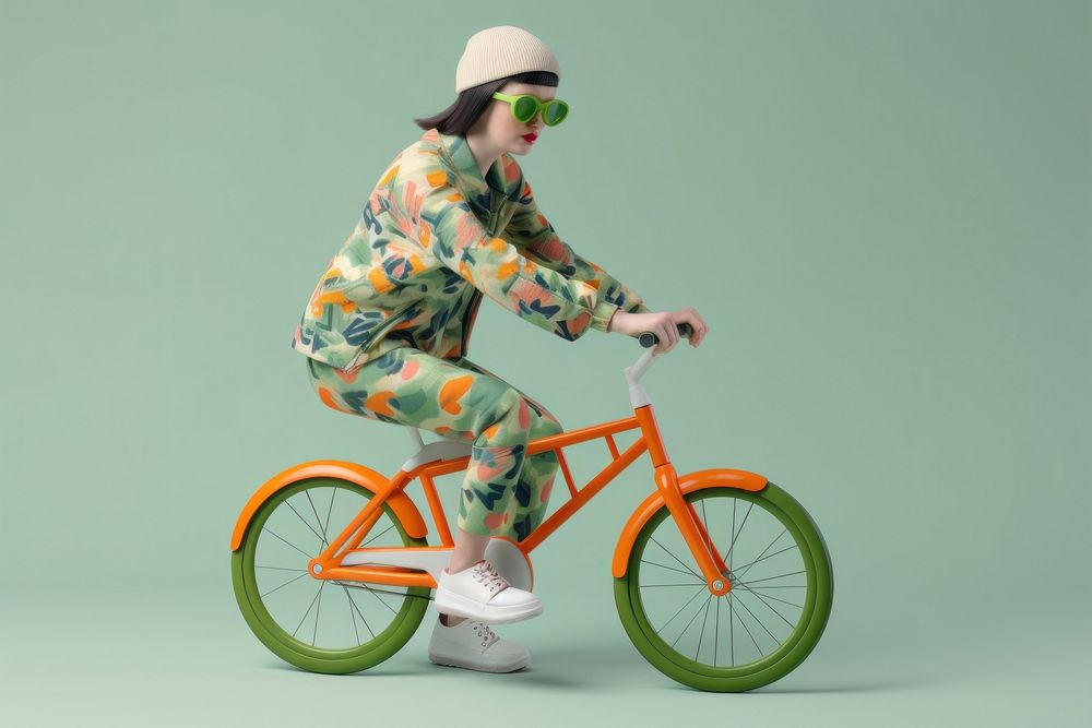 A woman on bicycle sports portrait vehicle. AI generated Image by rawpixel.