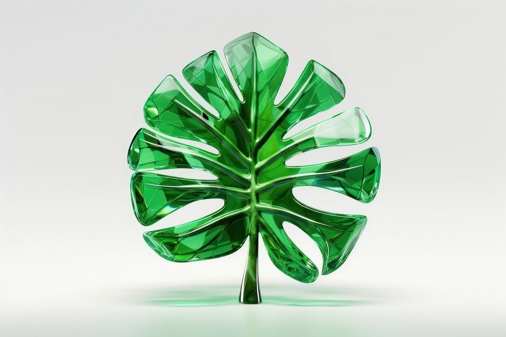 Crystal Monstera plant gemstone jewelry emerald.