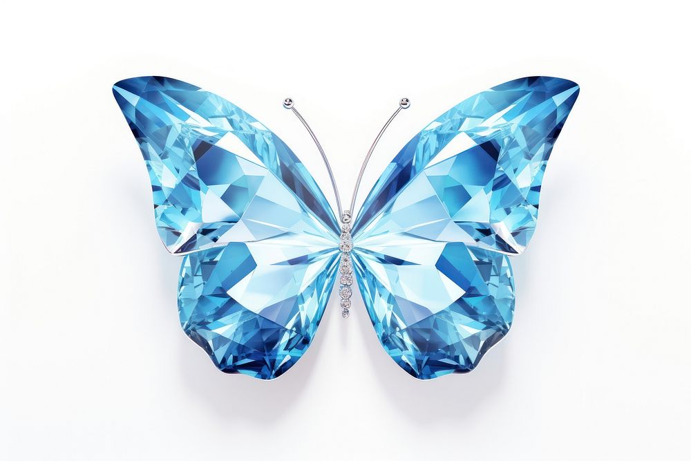 Butterfly shape gemstone jewelry white background accessories.