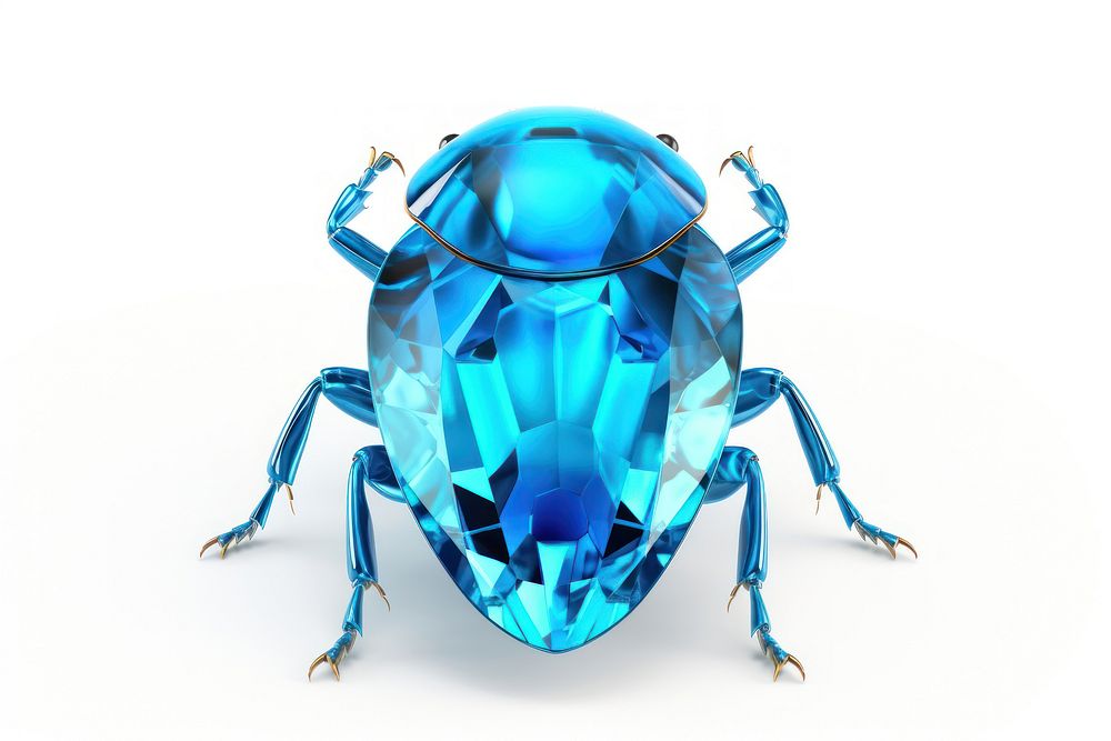 Beetle shape gemstone animal insect white background.