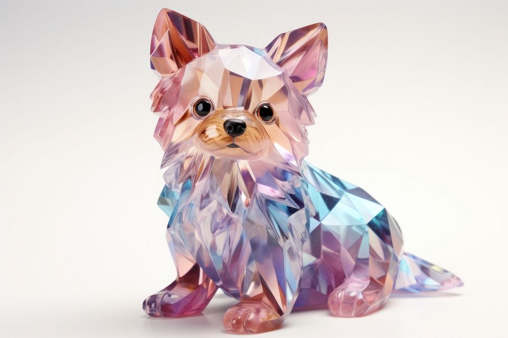 Crystal cute pastel dog figurine mammal animal.