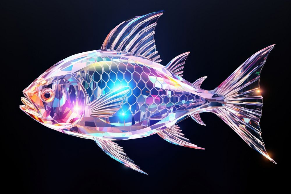 Fish animal illuminated underwater.