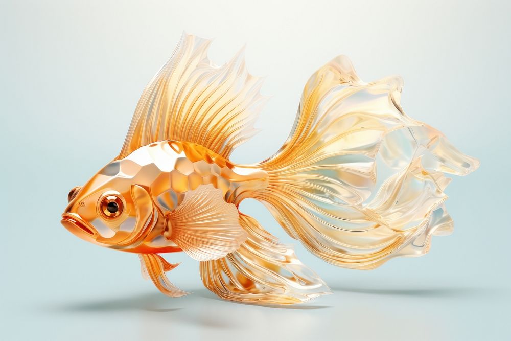 Crystal Golden Fish pastel fish goldfish animal.