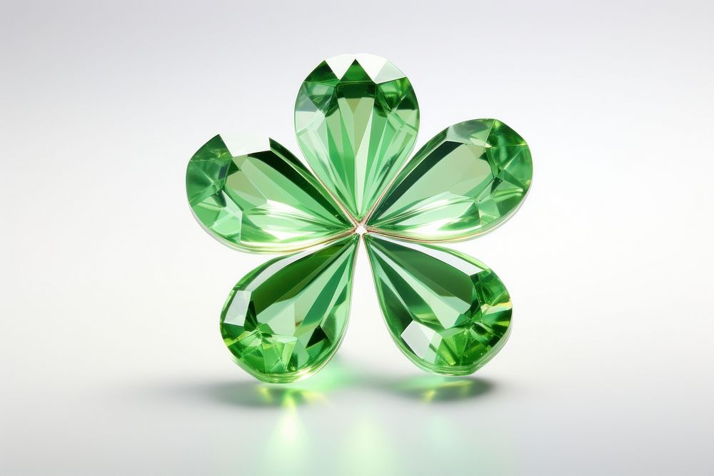Crystal green clover leaf gemstone jewelry emerald.