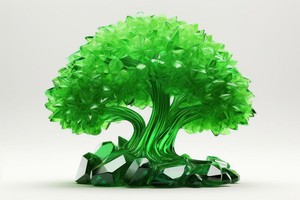 Crystal green tree gemstone emerald plant.